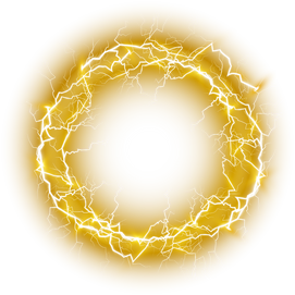 Ball golden and golden lightning on a transparent background.